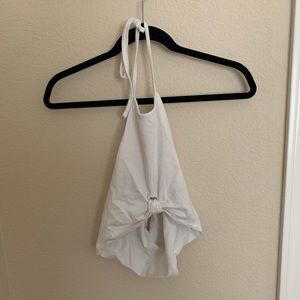 White halter crop top